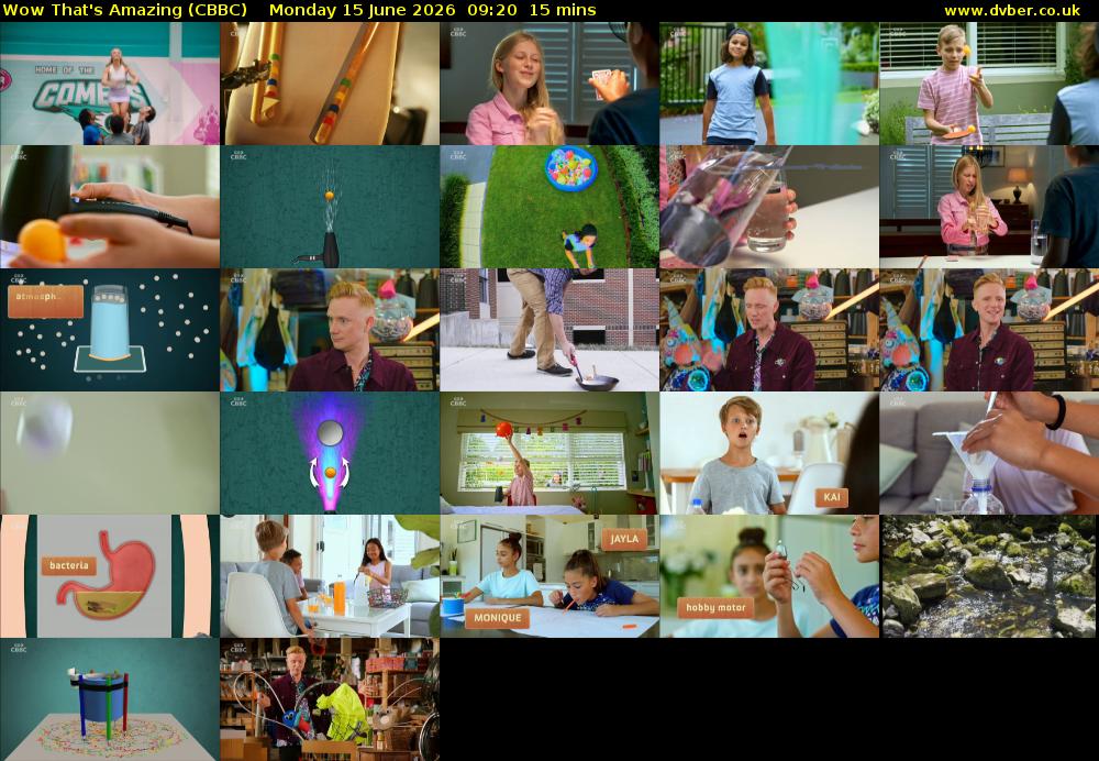 Wow That's Amazing (CBBC) Monday 15 June 2026 09:20 - 09:35