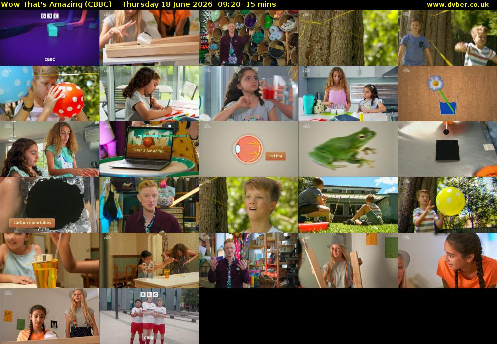 Wow That's Amazing (CBBC) Thursday 18 June 2026 09:20 - 09:35