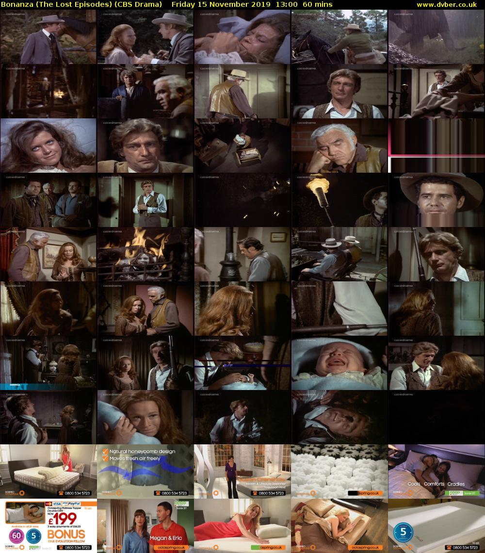 Bonanza (The Lost Episodes) (CBS Drama) Friday 15 November 2019 13:00 - 14:00