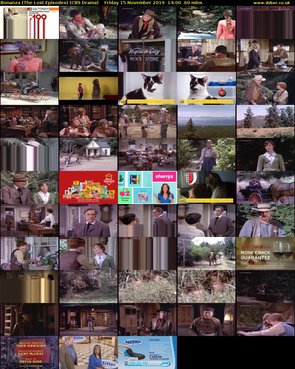 Bonanza (The Lost Episodes) (CBS Drama) Friday 15 November 2019 14:00 - 15:00