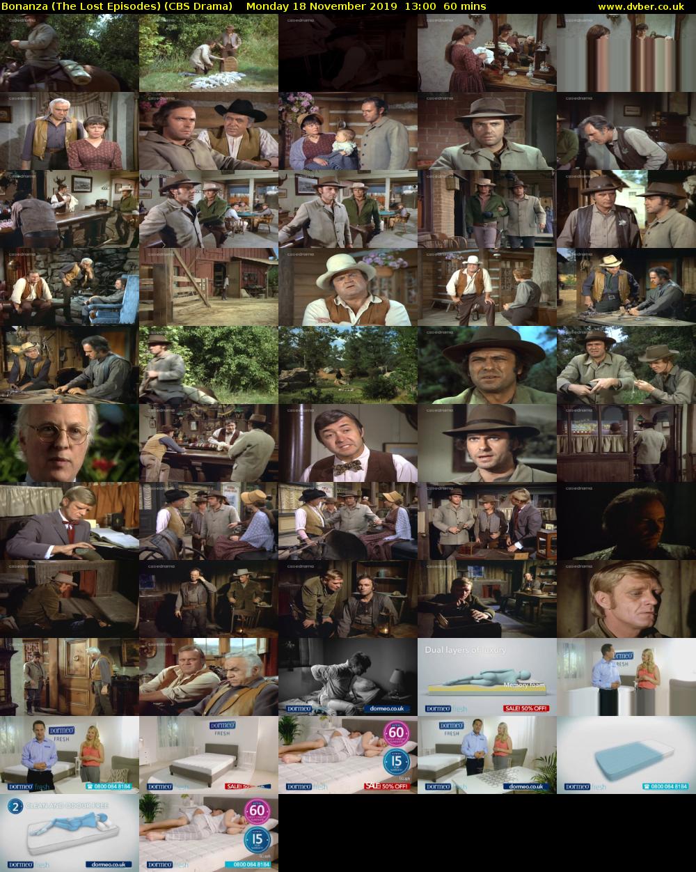 Bonanza (The Lost Episodes) (CBS Drama) Monday 18 November 2019 13:00 - 14:00