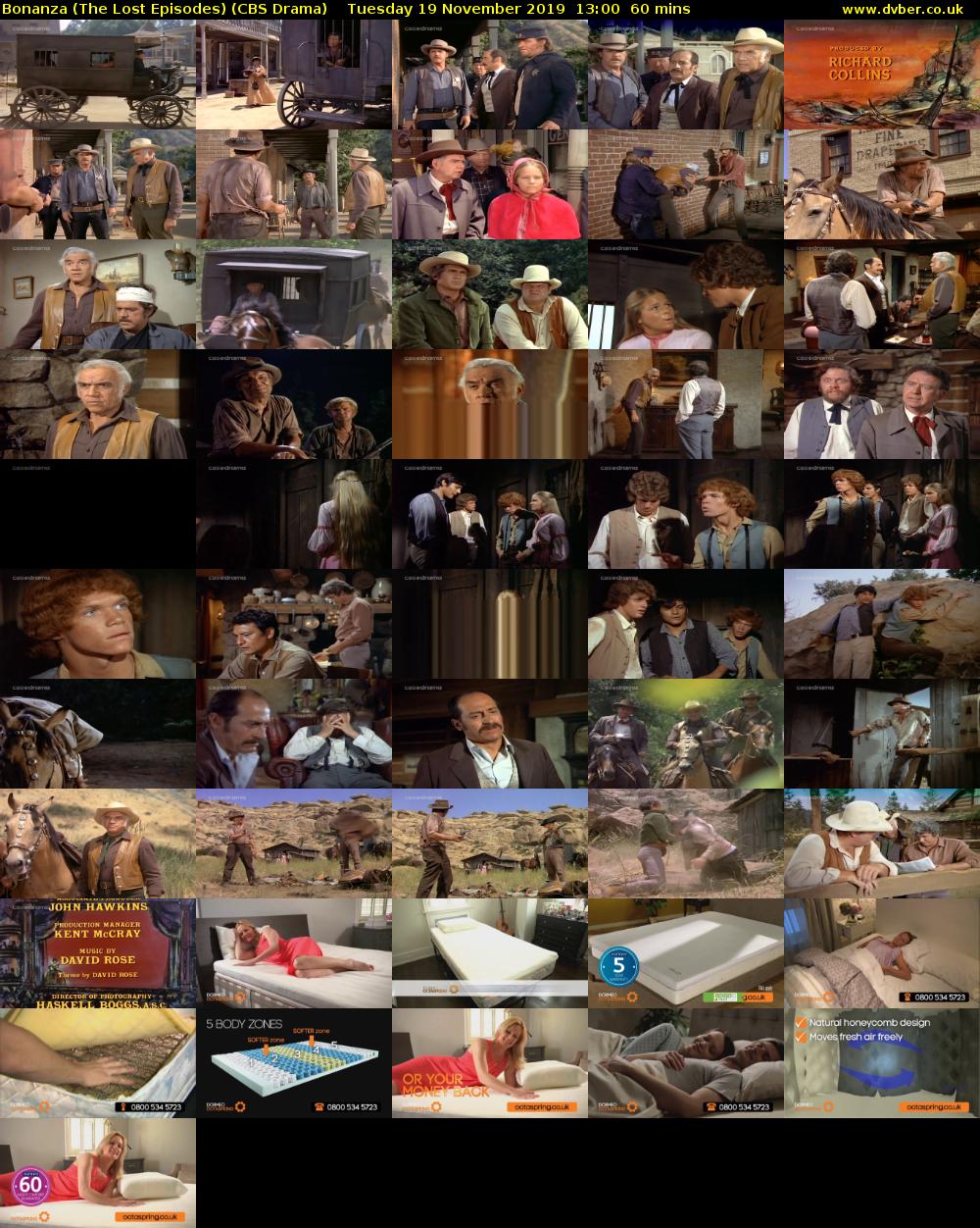 Bonanza (The Lost Episodes) (CBS Drama) Tuesday 19 November 2019 13:00 - 14:00