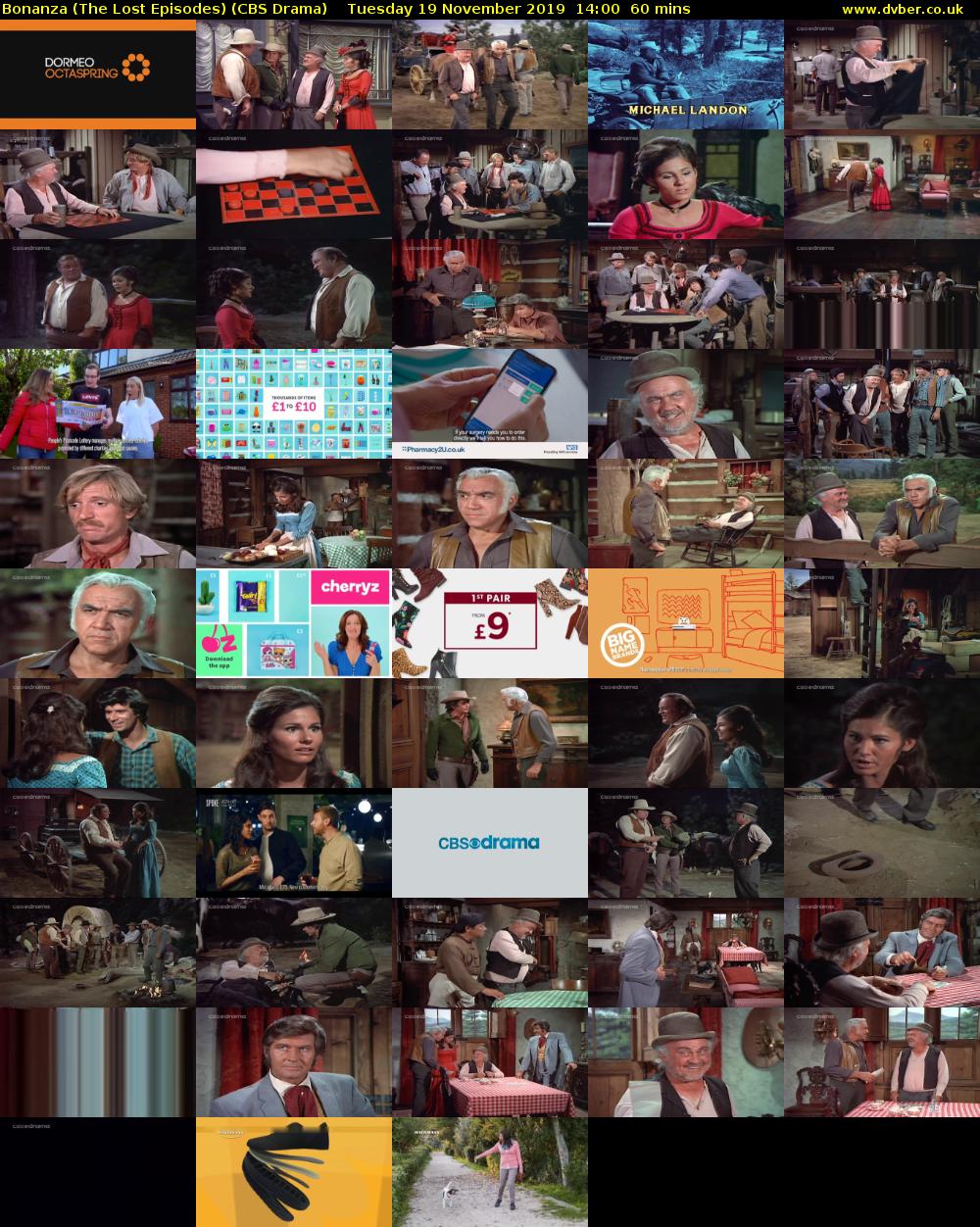 Bonanza (The Lost Episodes) (CBS Drama) Tuesday 19 November 2019 14:00 - 15:00