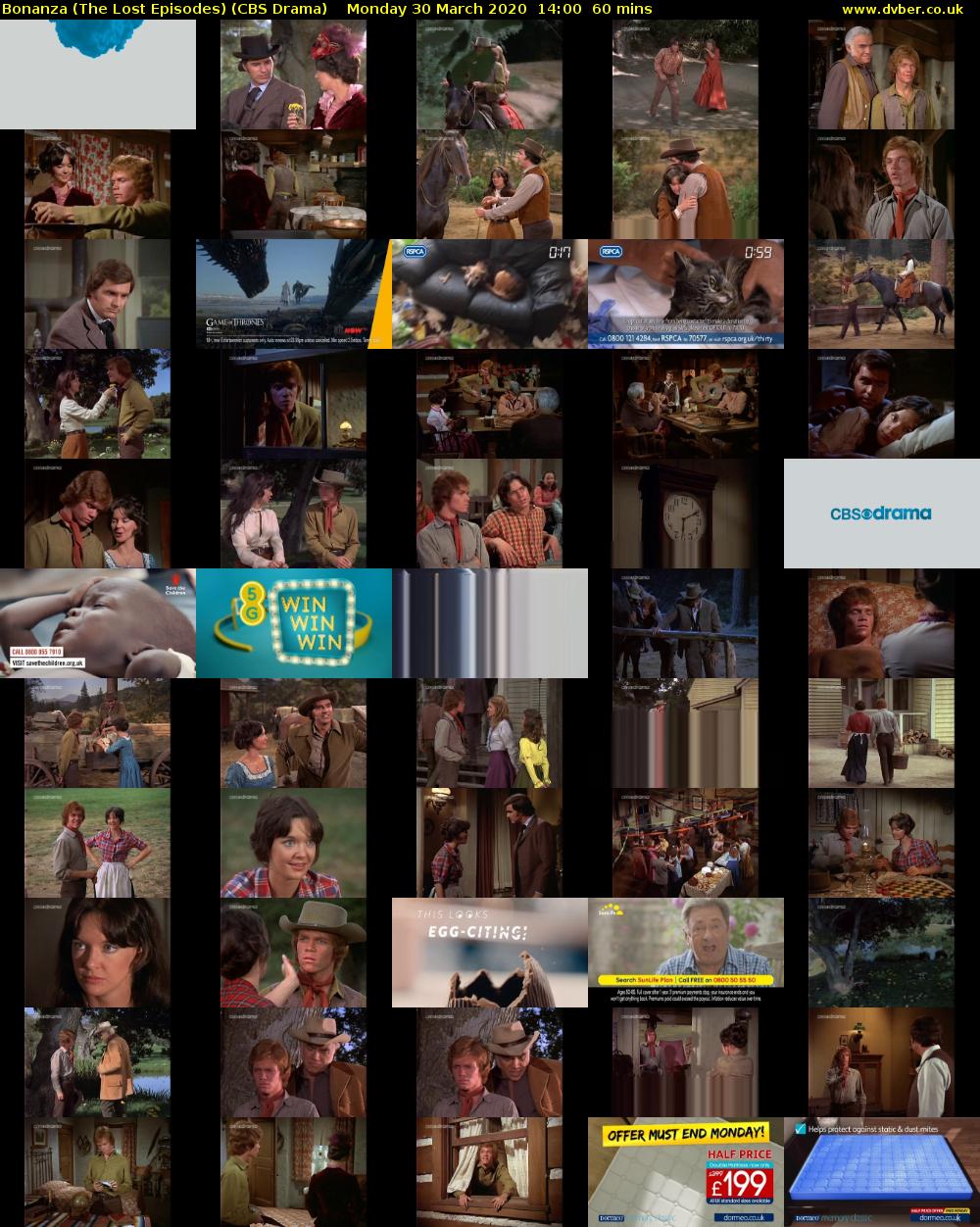 Bonanza (The Lost Episodes) (CBS Drama) Monday 30 March 2020 14:00 - 15:00
