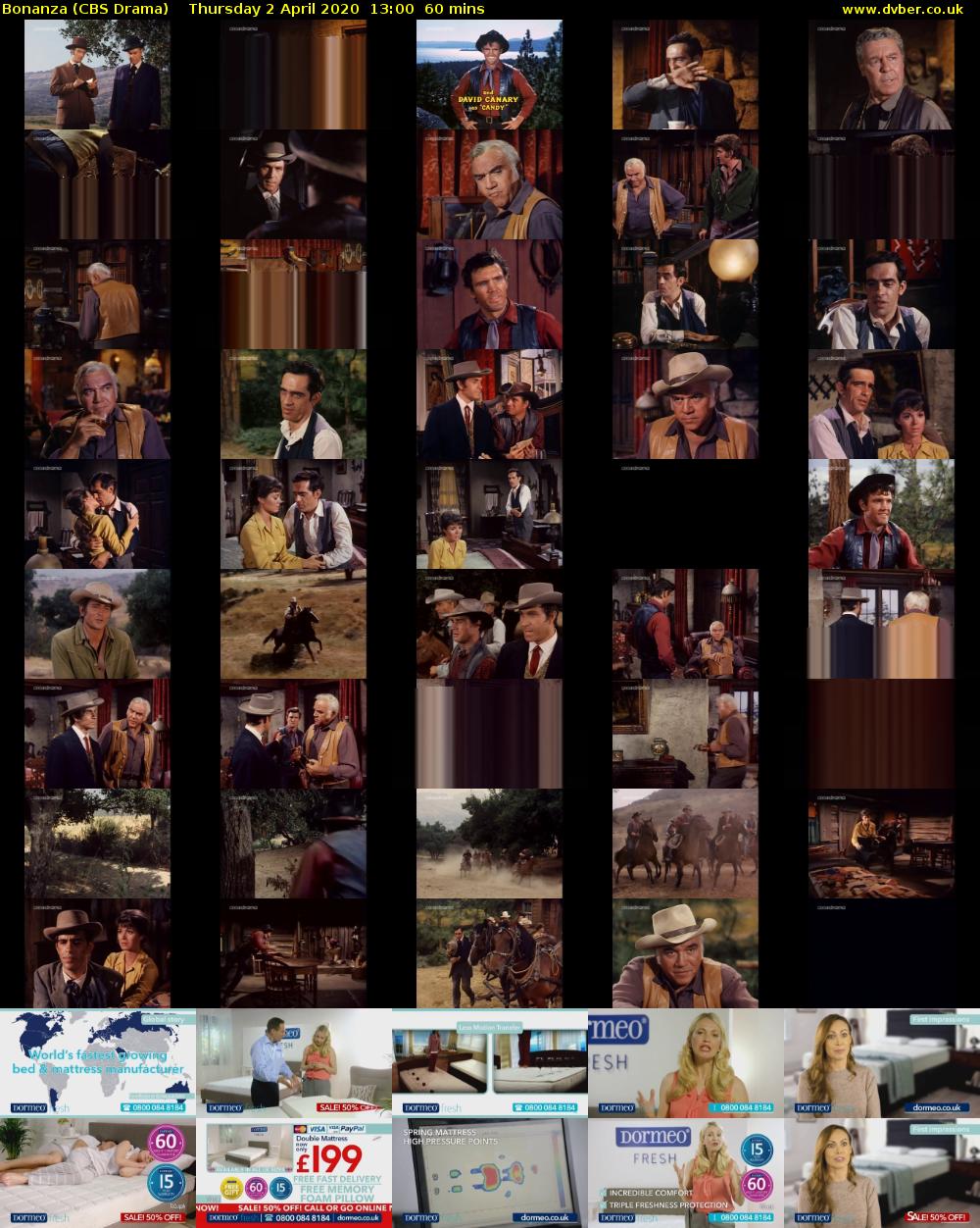 Bonanza (CBS Drama) Thursday 2 April 2020 13:00 - 14:00