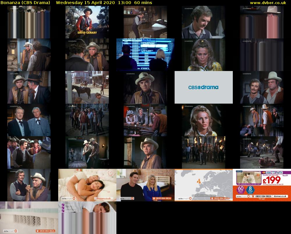 Bonanza (CBS Drama) Wednesday 15 April 2020 13:00 - 14:00