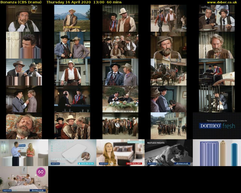 Bonanza (CBS Drama) Thursday 16 April 2020 13:00 - 14:00