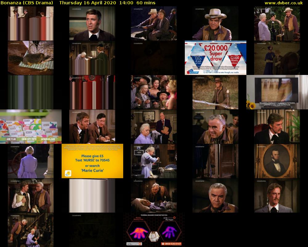 Bonanza (CBS Drama) Thursday 16 April 2020 14:00 - 15:00