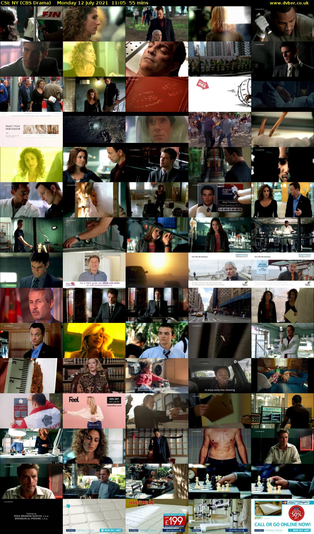 CSI: NY (CBS Drama) Monday 12 July 2021 11:05 - 12:00