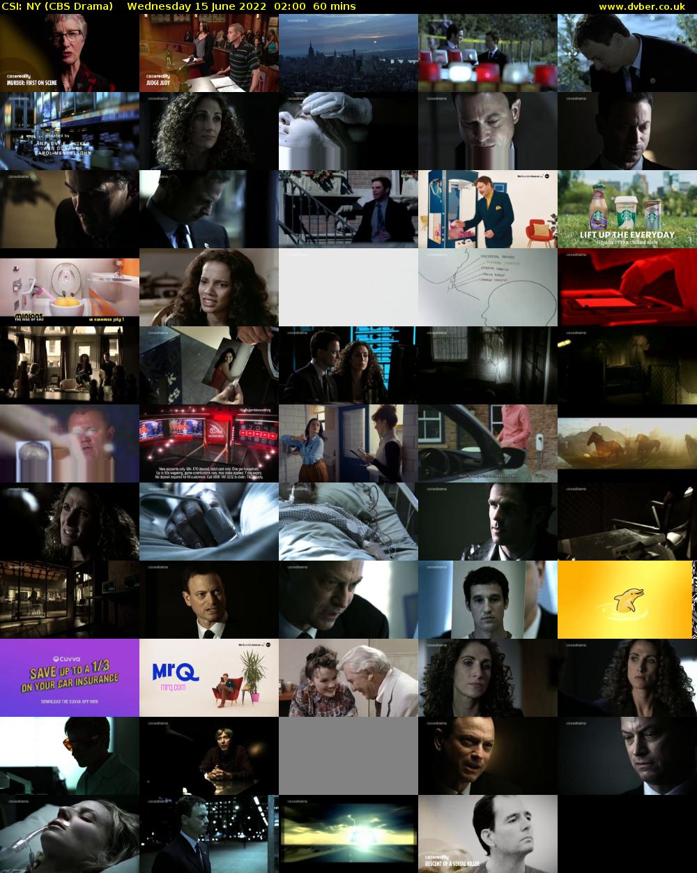 CSI: NY (CBS Drama) Wednesday 15 June 2022 02:00 - 03:00