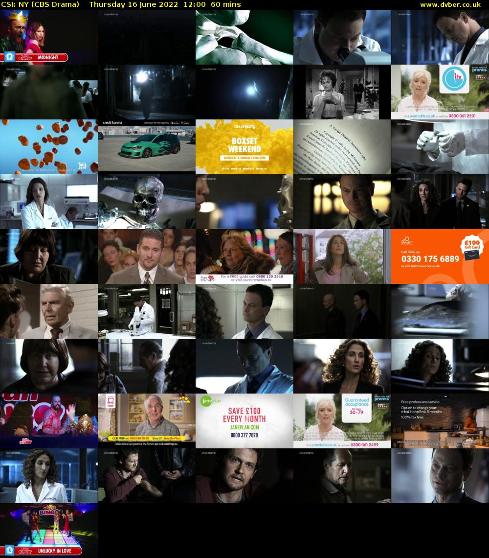 CSI: NY (CBS Drama) Thursday 16 June 2022 12:00 - 13:00