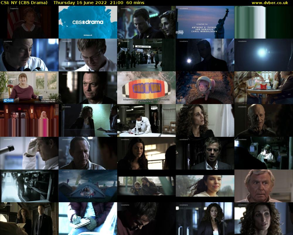 CSI: NY (CBS Drama) Thursday 16 June 2022 21:00 - 22:00