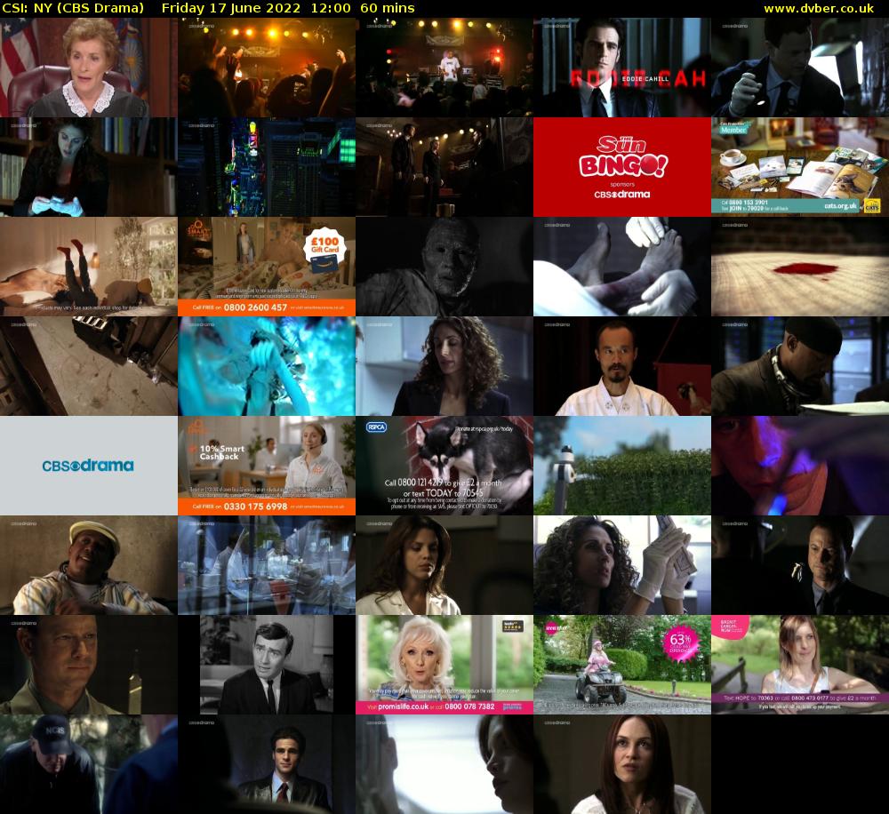 CSI: NY (CBS Drama) Friday 17 June 2022 12:00 - 13:00