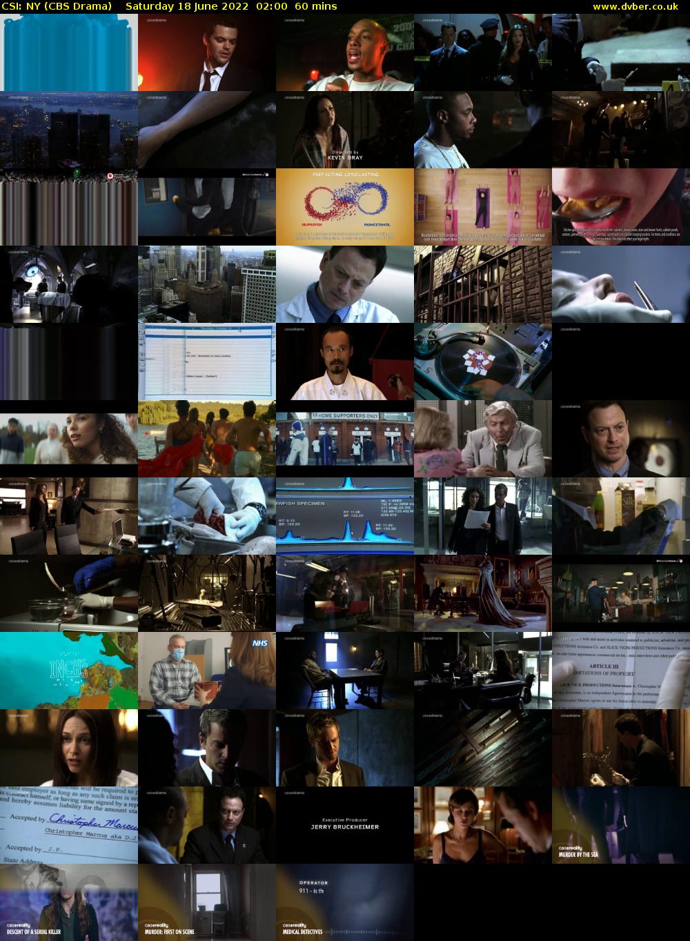 CSI: NY (CBS Drama) Saturday 18 June 2022 02:00 - 03:00