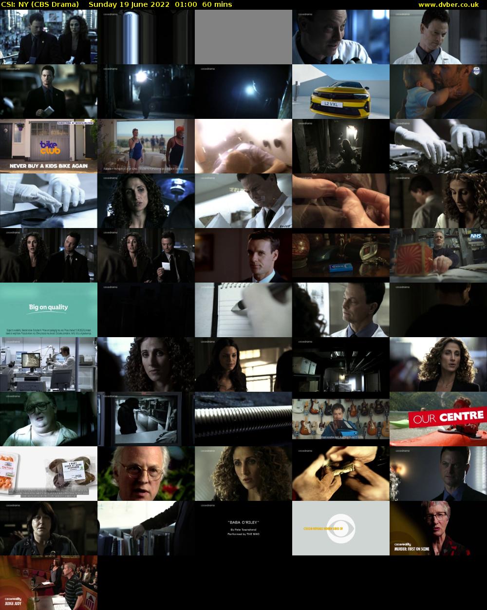 CSI: NY (CBS Drama) Sunday 19 June 2022 01:00 - 02:00