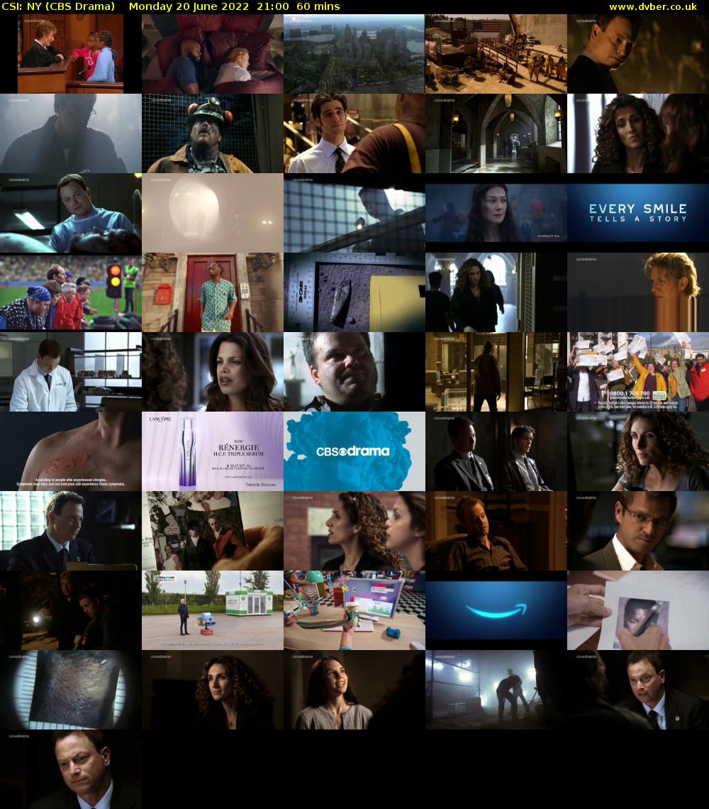 CSI: NY (CBS Drama) Monday 20 June 2022 21:00 - 22:00