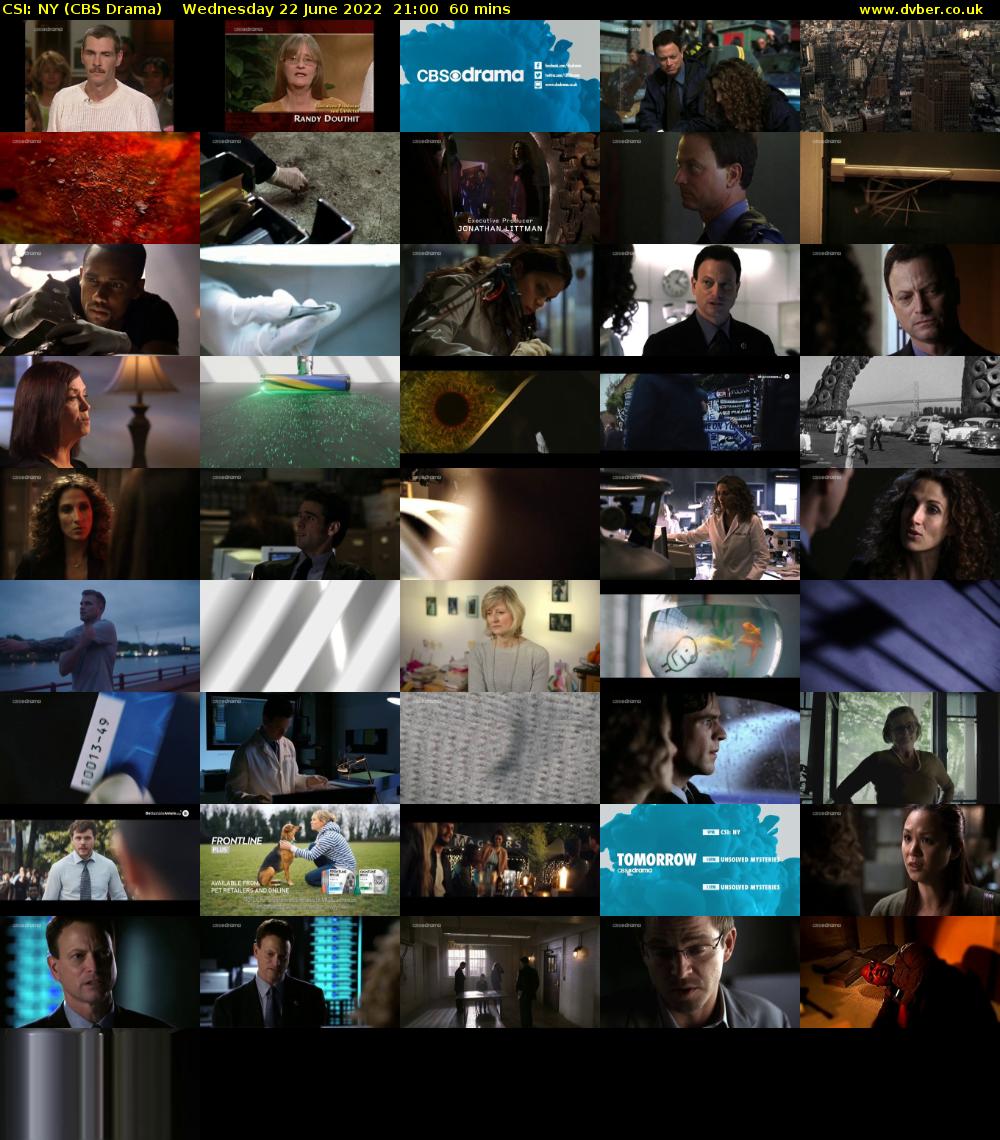 CSI: NY (CBS Drama) Wednesday 22 June 2022 21:00 - 22:00