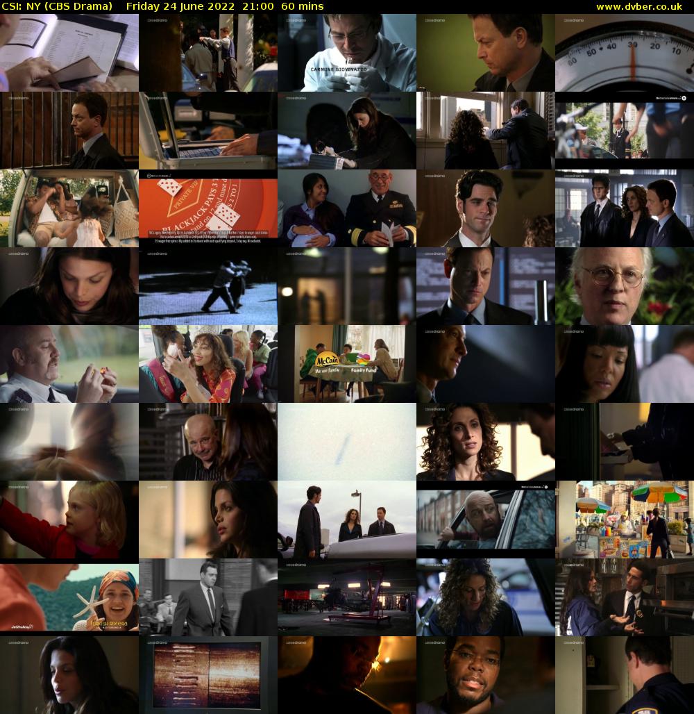 CSI: NY (CBS Drama) Friday 24 June 2022 21:00 - 22:00