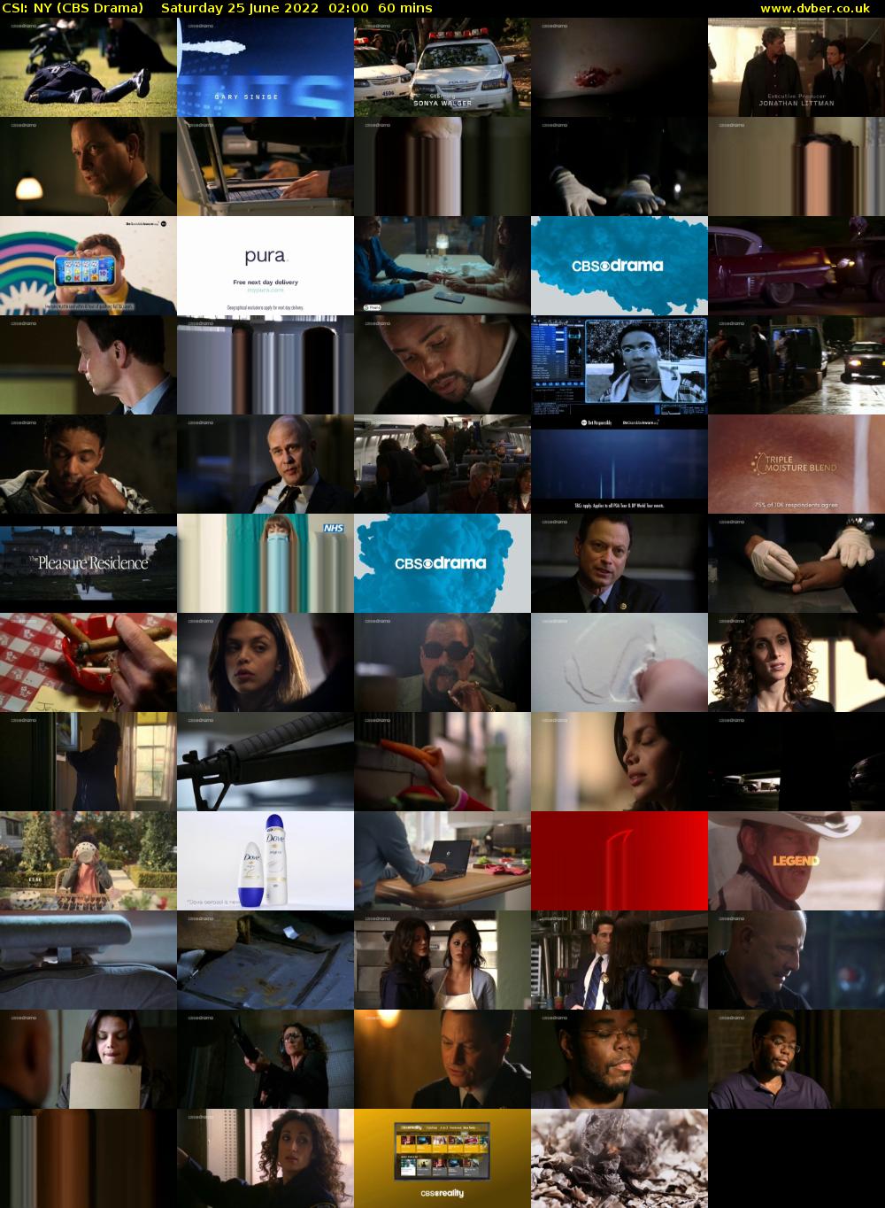 CSI: NY (CBS Drama) Saturday 25 June 2022 02:00 - 03:00