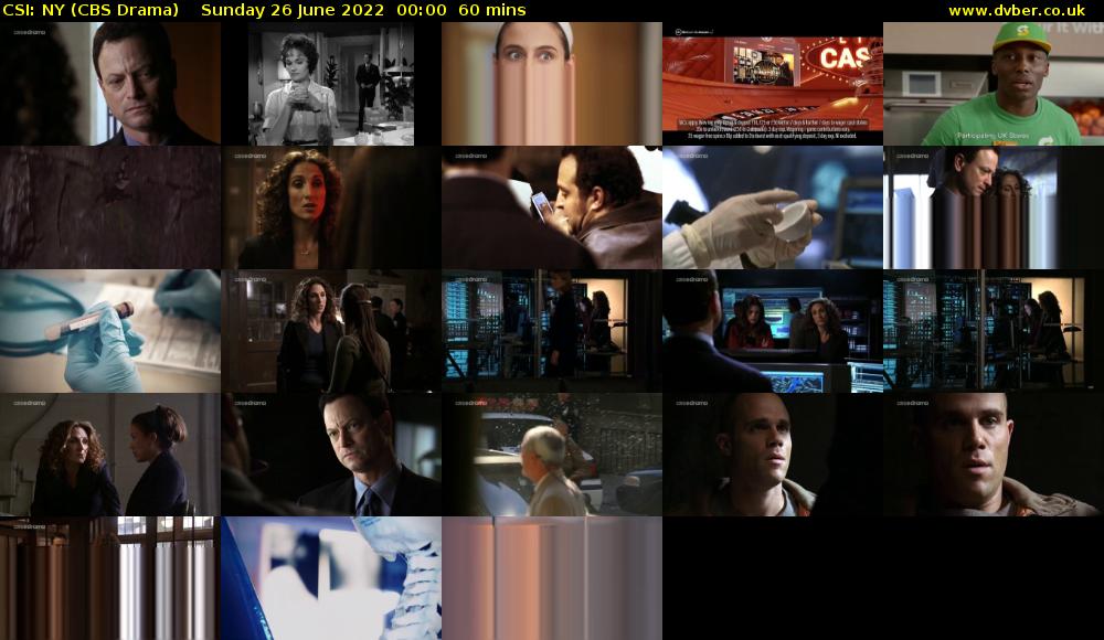 CSI: NY (CBS Drama) Sunday 26 June 2022 00:00 - 01:00