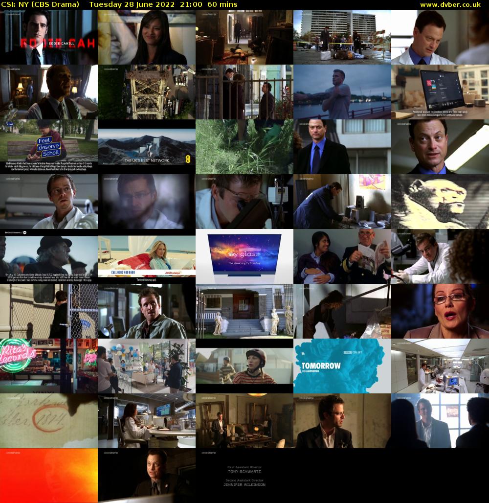 CSI: NY (CBS Drama) Tuesday 28 June 2022 21:00 - 22:00