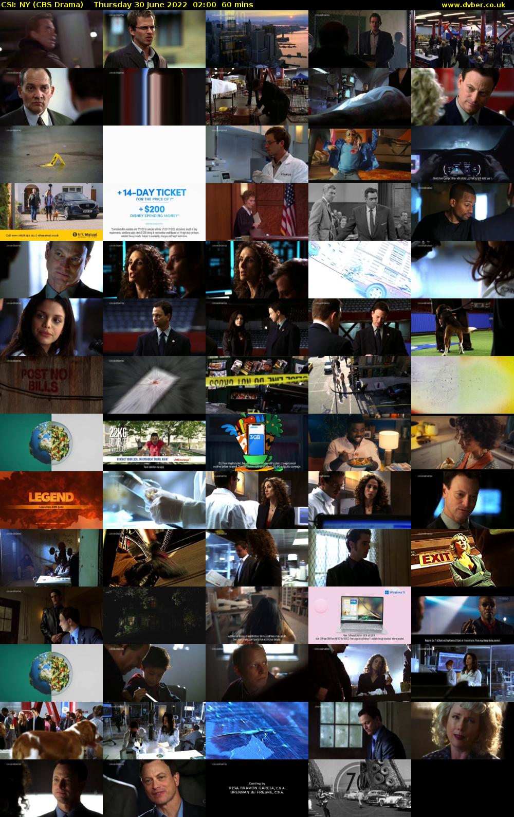 CSI: NY (CBS Drama) Thursday 30 June 2022 02:00 - 03:00