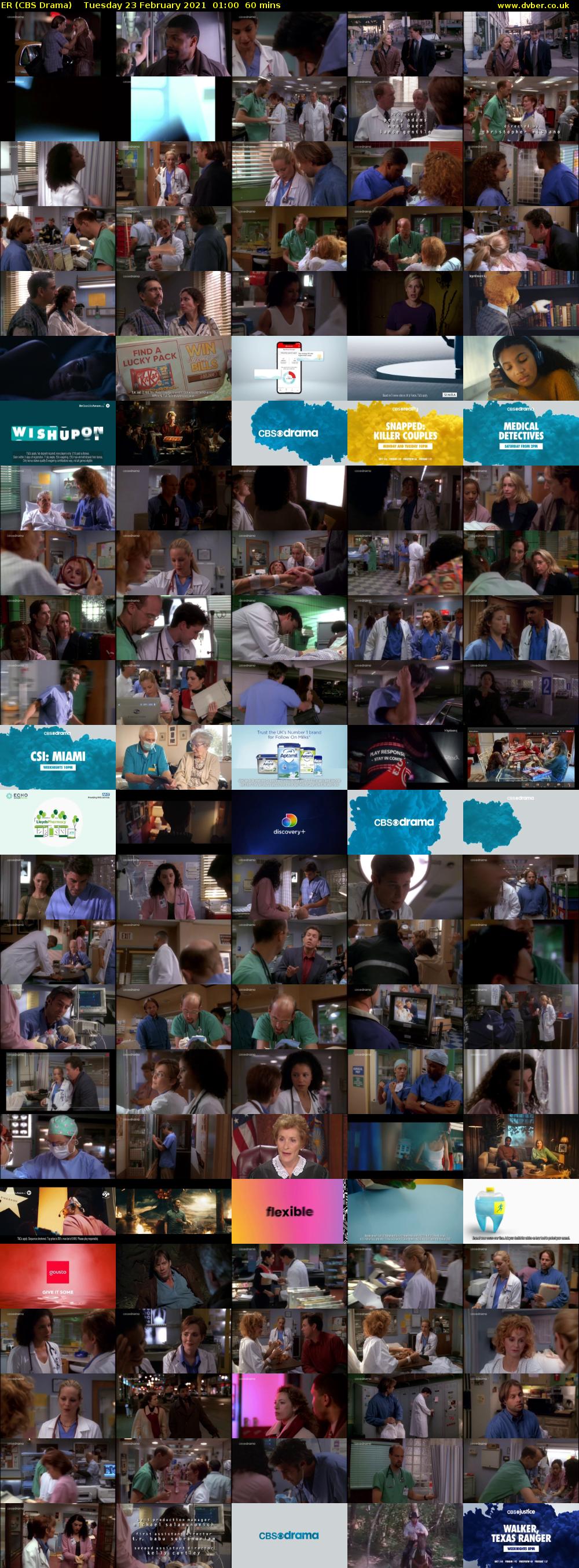 ER (CBS Drama) Tuesday 23 February 2021 01:00 - 02:00