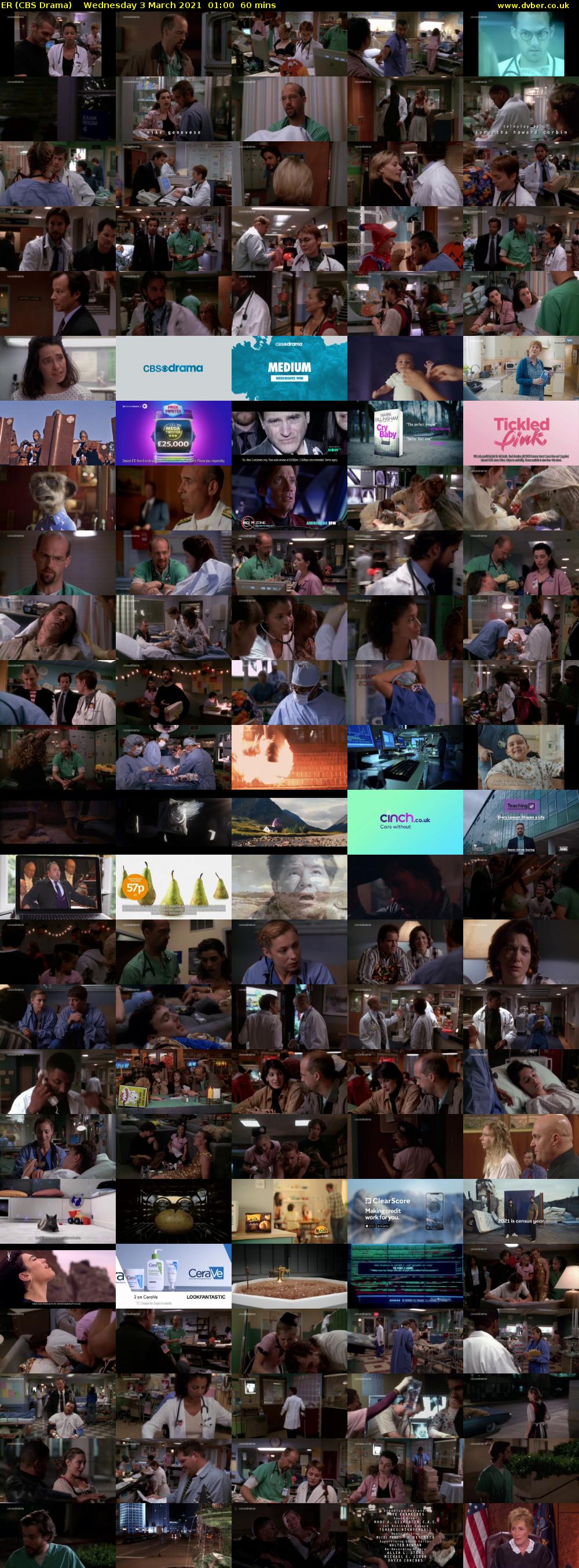 ER (CBS Drama) Wednesday 3 March 2021 01:00 - 02:00