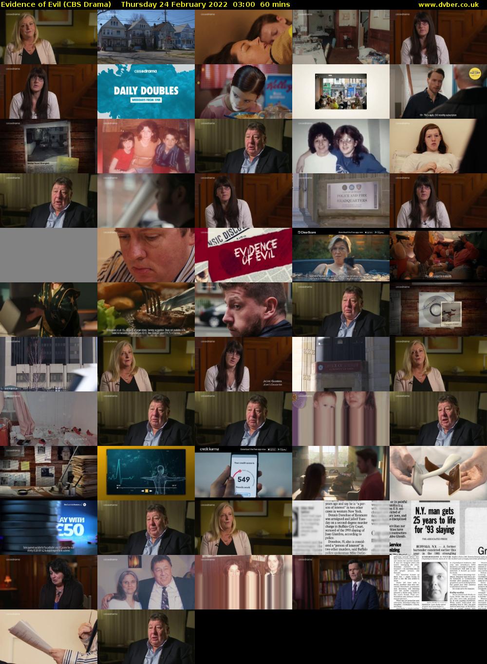 Evidence of Evil (CBS Drama) Thursday 24 February 2022 03:00 - 04:00