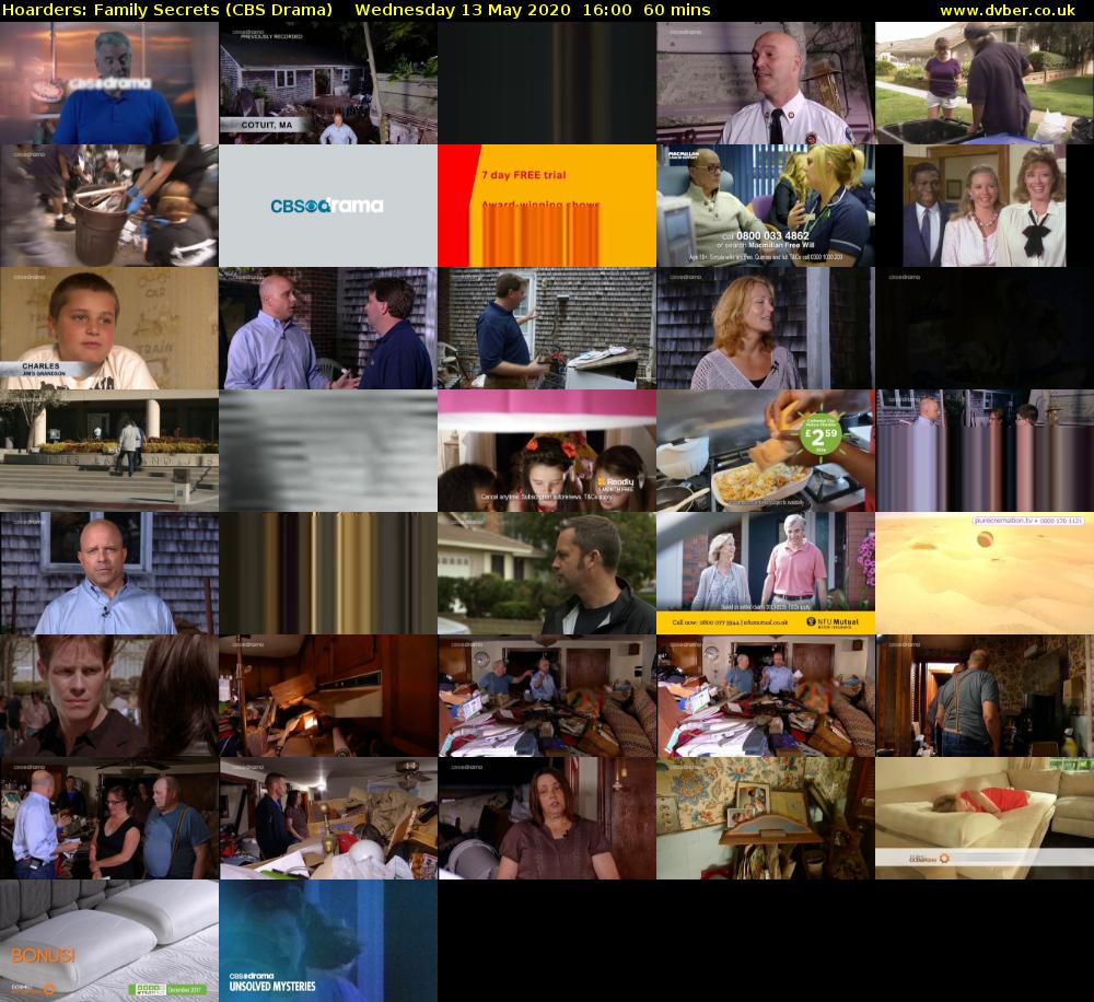 Hoarders: Family Secrets (CBS Drama) Wednesday 13 May 2020 16:00 - 17:00