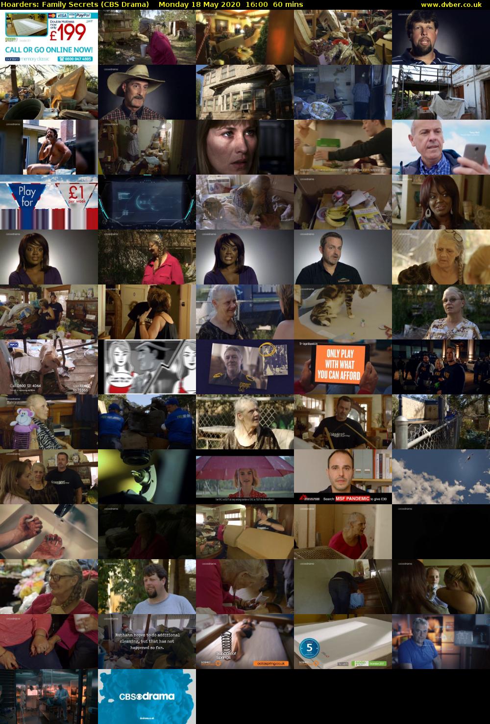 Hoarders: Family Secrets (CBS Drama) Monday 18 May 2020 16:00 - 17:00