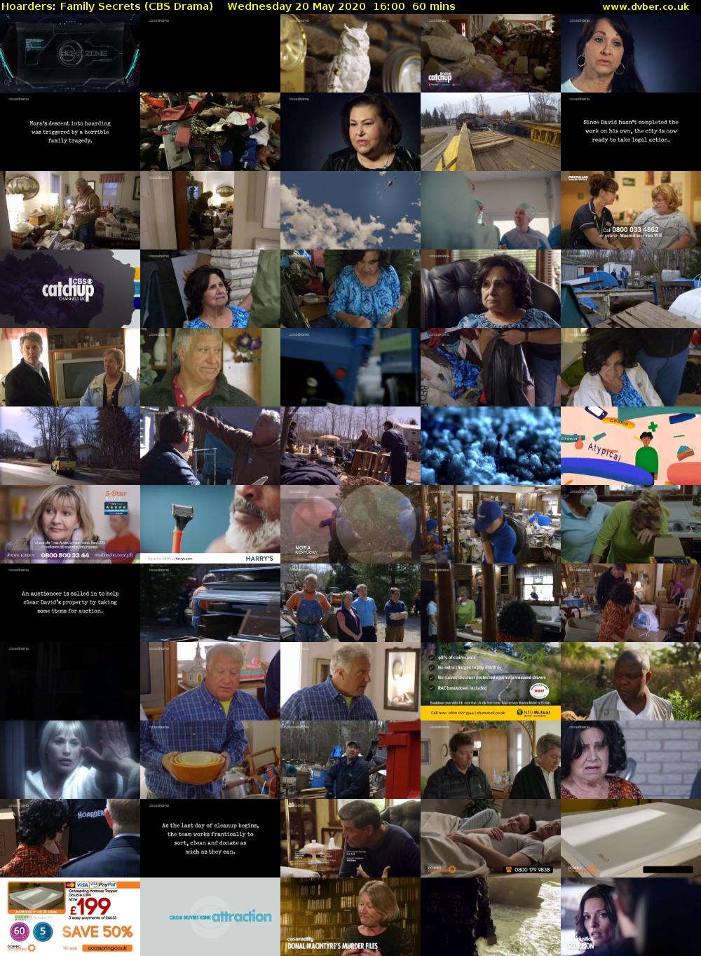 Hoarders: Family Secrets (CBS Drama) Wednesday 20 May 2020 16:00 - 17:00