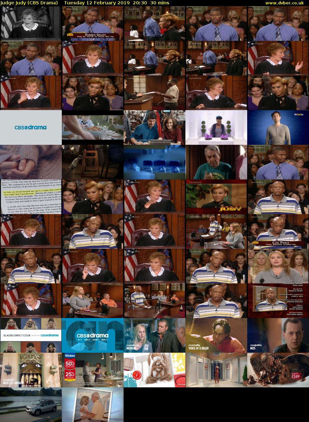 Judge Judy (CBS Drama) Tuesday 12 February 2019 20:30 - 21:00