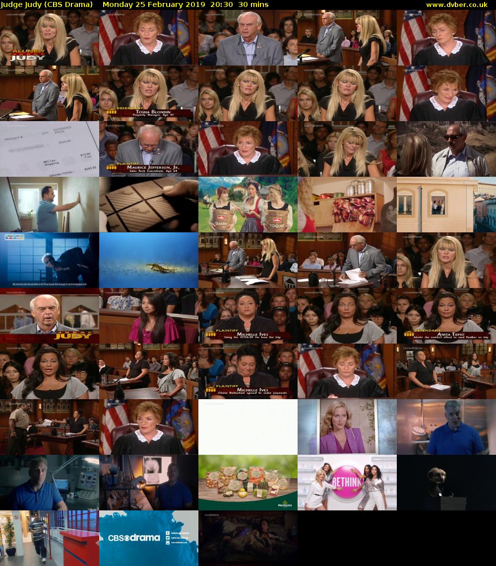 Judge Judy (CBS Drama) Monday 25 February 2019 20:30 - 21:00