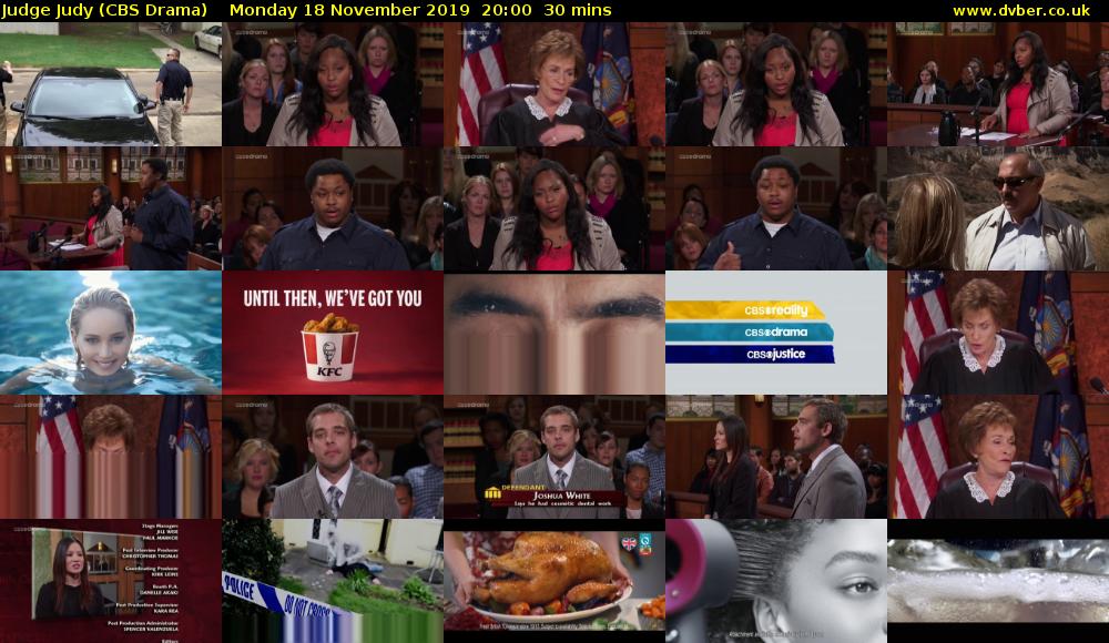Judge Judy (CBS Drama) Monday 18 November 2019 20:00 - 20:30