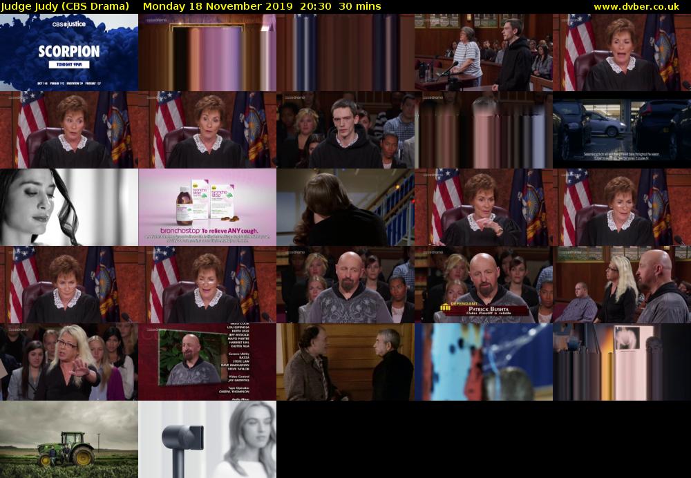 Judge Judy (CBS Drama) Monday 18 November 2019 20:30 - 21:00