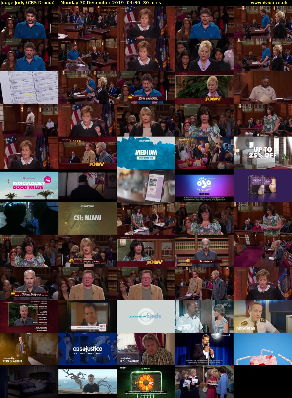 Judge Judy (CBS Drama) Monday 30 December 2019 04:30 - 05:00