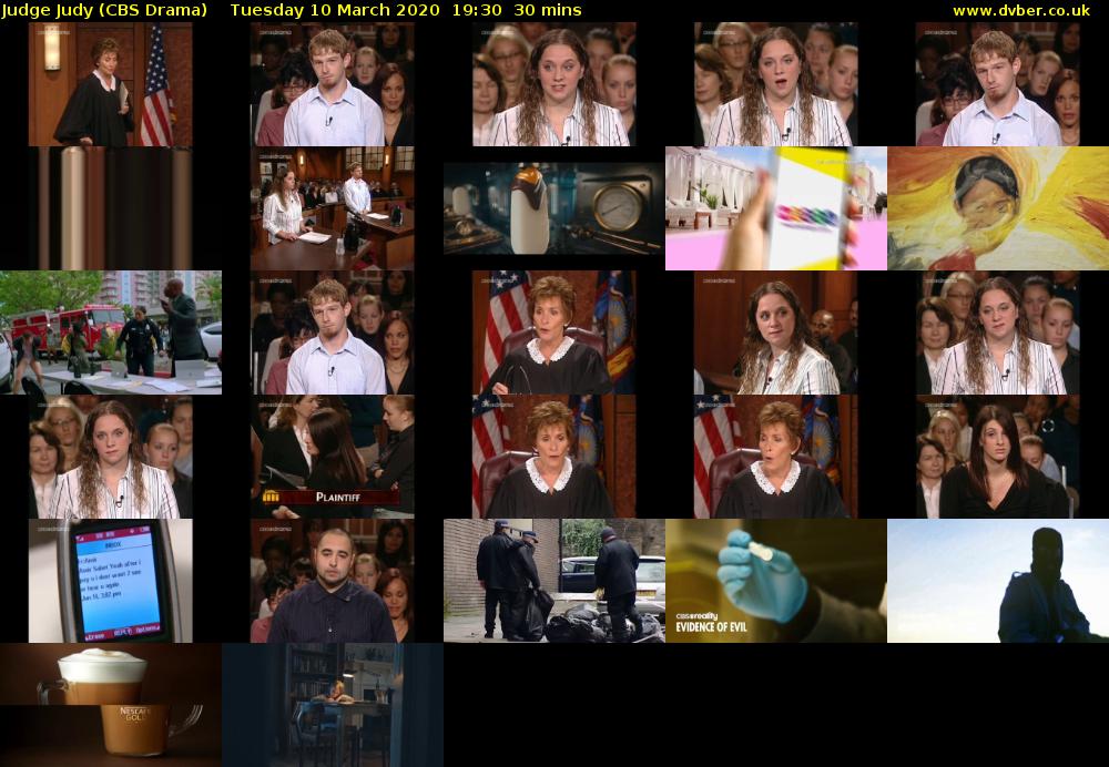 Judge Judy (CBS Drama) Tuesday 10 March 2020 19:30 - 20:00