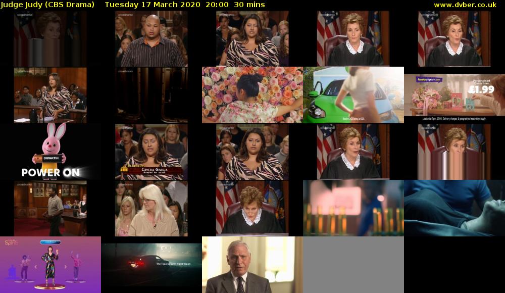 Judge Judy (CBS Drama) Tuesday 17 March 2020 20:00 - 20:30
