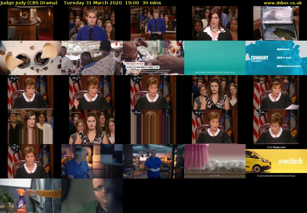 Judge Judy (CBS Drama) Tuesday 31 March 2020 19:00 - 19:30