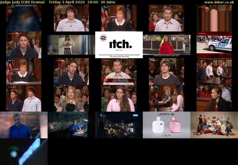 Judge Judy (CBS Drama) Friday 3 April 2020 19:00 - 19:30