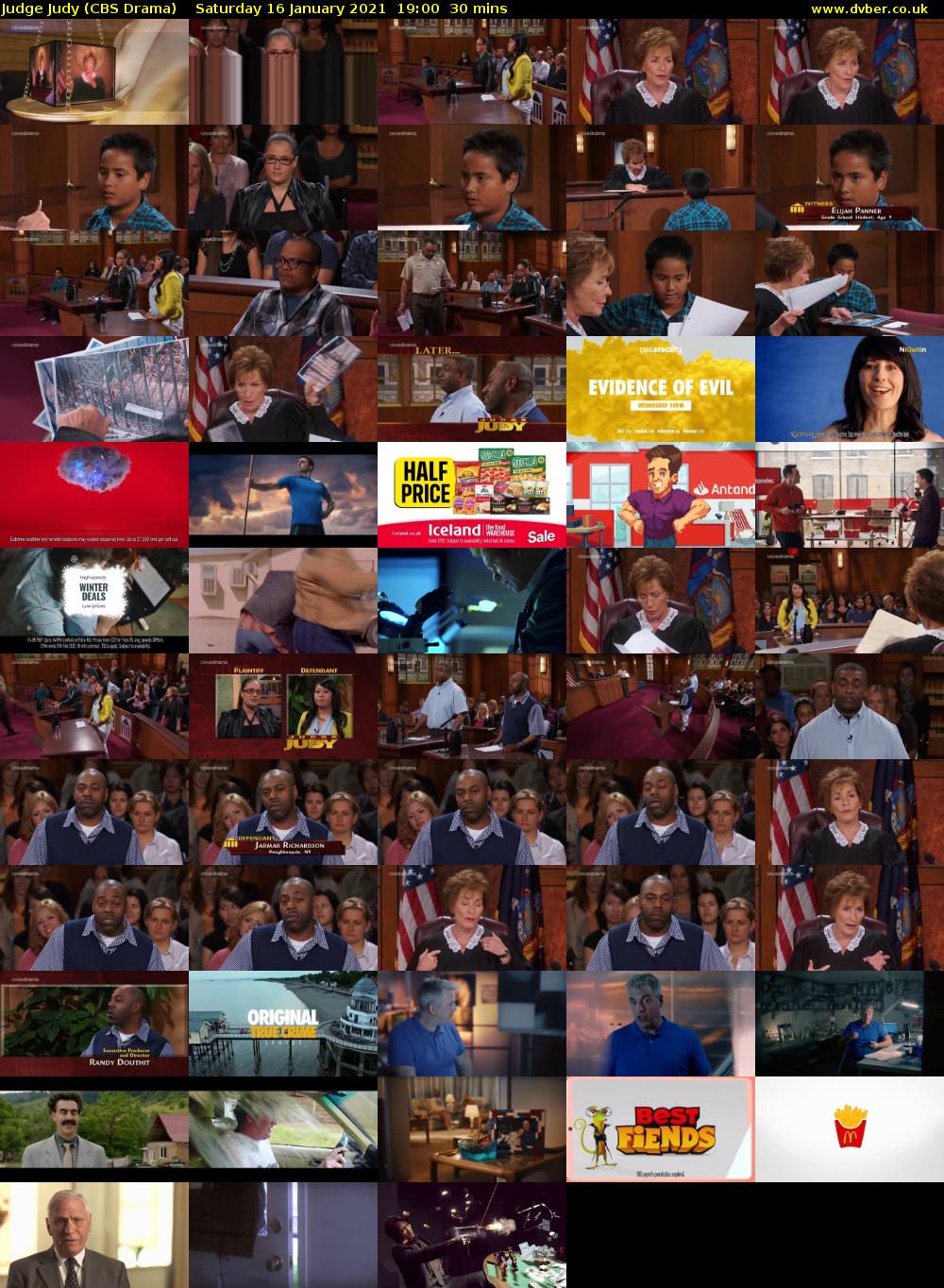 Judge Judy (CBS Drama) Saturday 16 January 2021 19:00 - 19:30