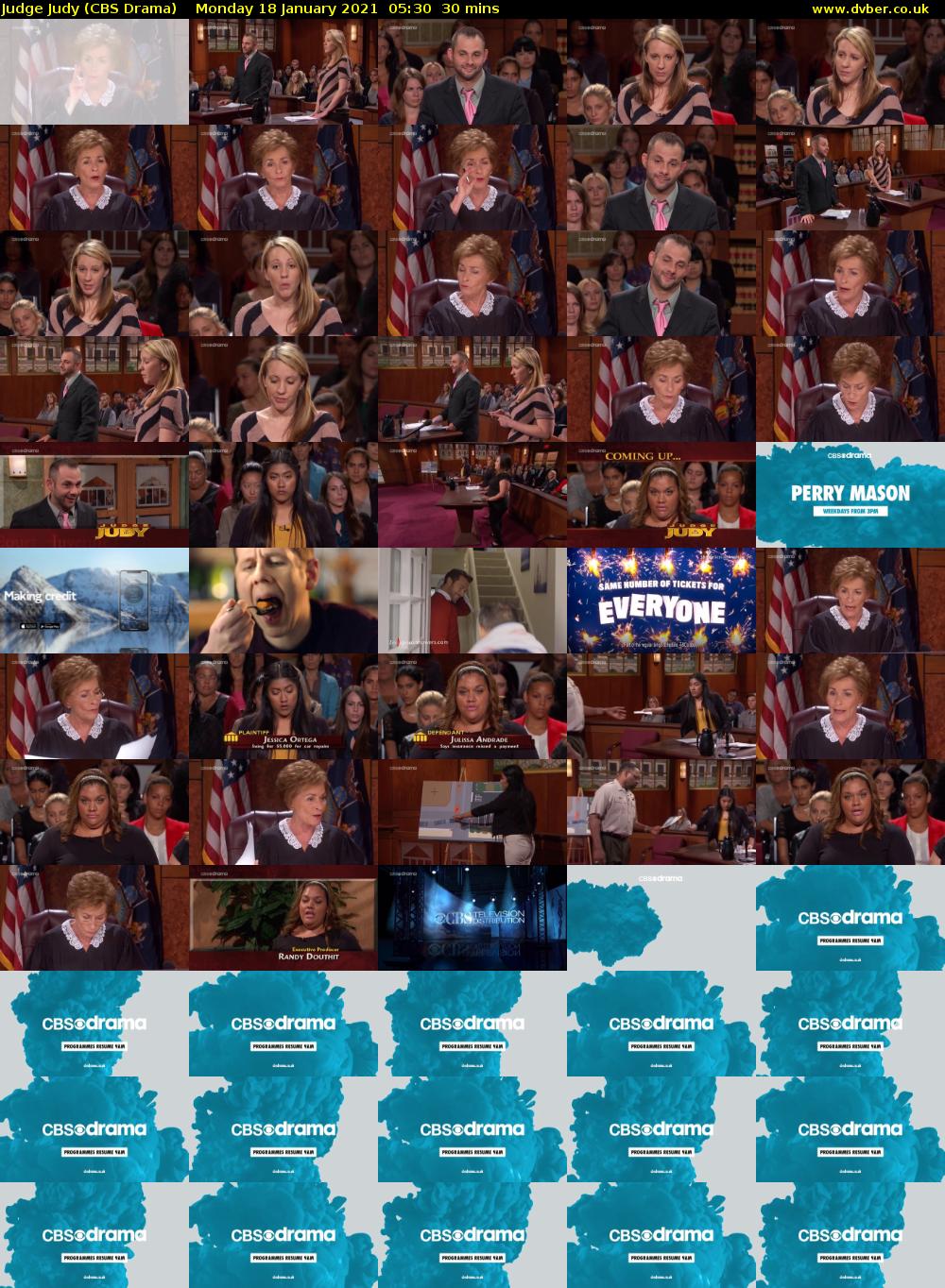 Judge Judy (CBS Drama) Monday 18 January 2021 05:30 - 06:00