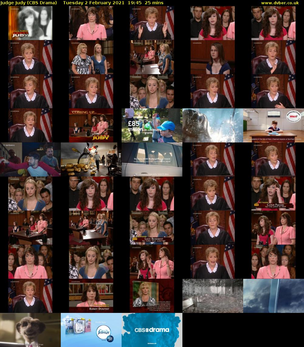 Judge Judy (CBS Drama) Tuesday 2 February 2021 19:45 - 20:10
