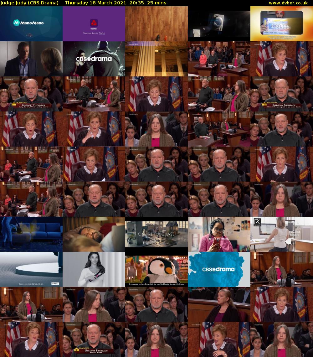 Judge Judy (CBS Drama) Thursday 18 March 2021 20:35 - 21:00