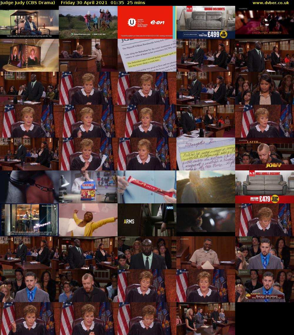 Judge Judy (CBS Drama) Friday 30 April 2021 01:35 - 02:00