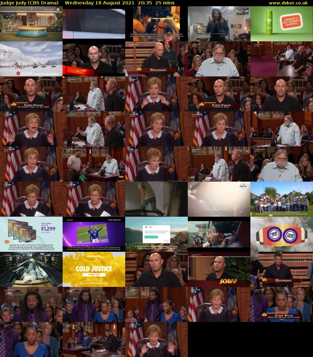 Judge Judy (CBS Drama) Wednesday 18 August 2021 20:35 - 21:00