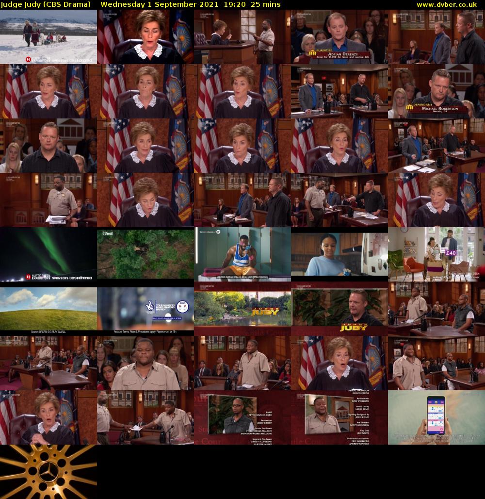 Judge Judy (CBS Drama) Wednesday 1 September 2021 19:20 - 19:45