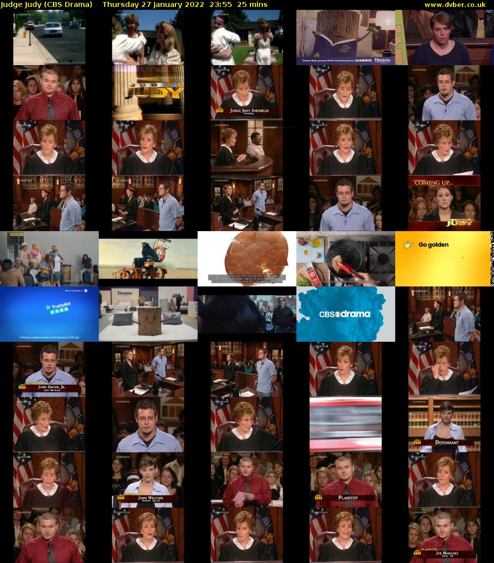 Judge Judy (CBS Drama) Thursday 27 January 2022 23:55 - 00:20