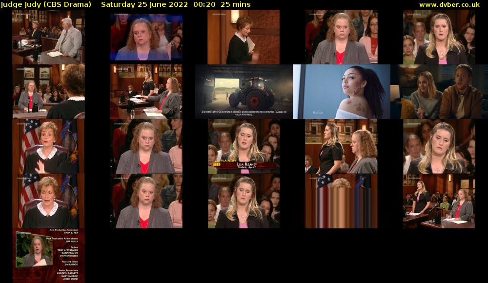 Judge Judy (CBS Drama) Saturday 25 June 2022 00:20 - 00:45